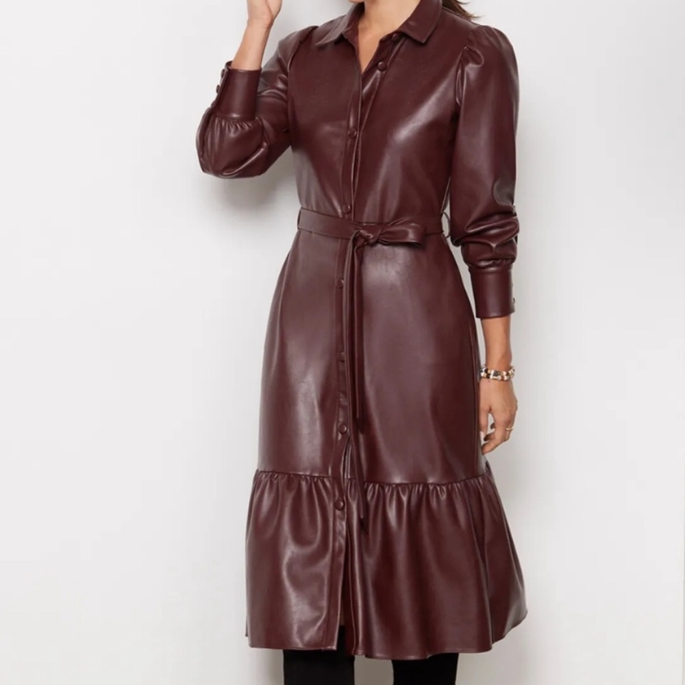 Evereve Isabella Faux Leather Midi Dress size medium